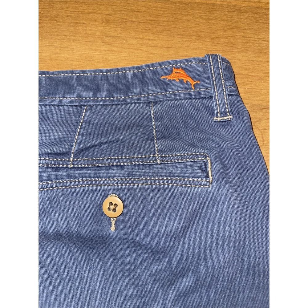 Tommy Bahama Short Men 34 Blue Stretch Cotton Chino Flat Front Beach Golf Resort